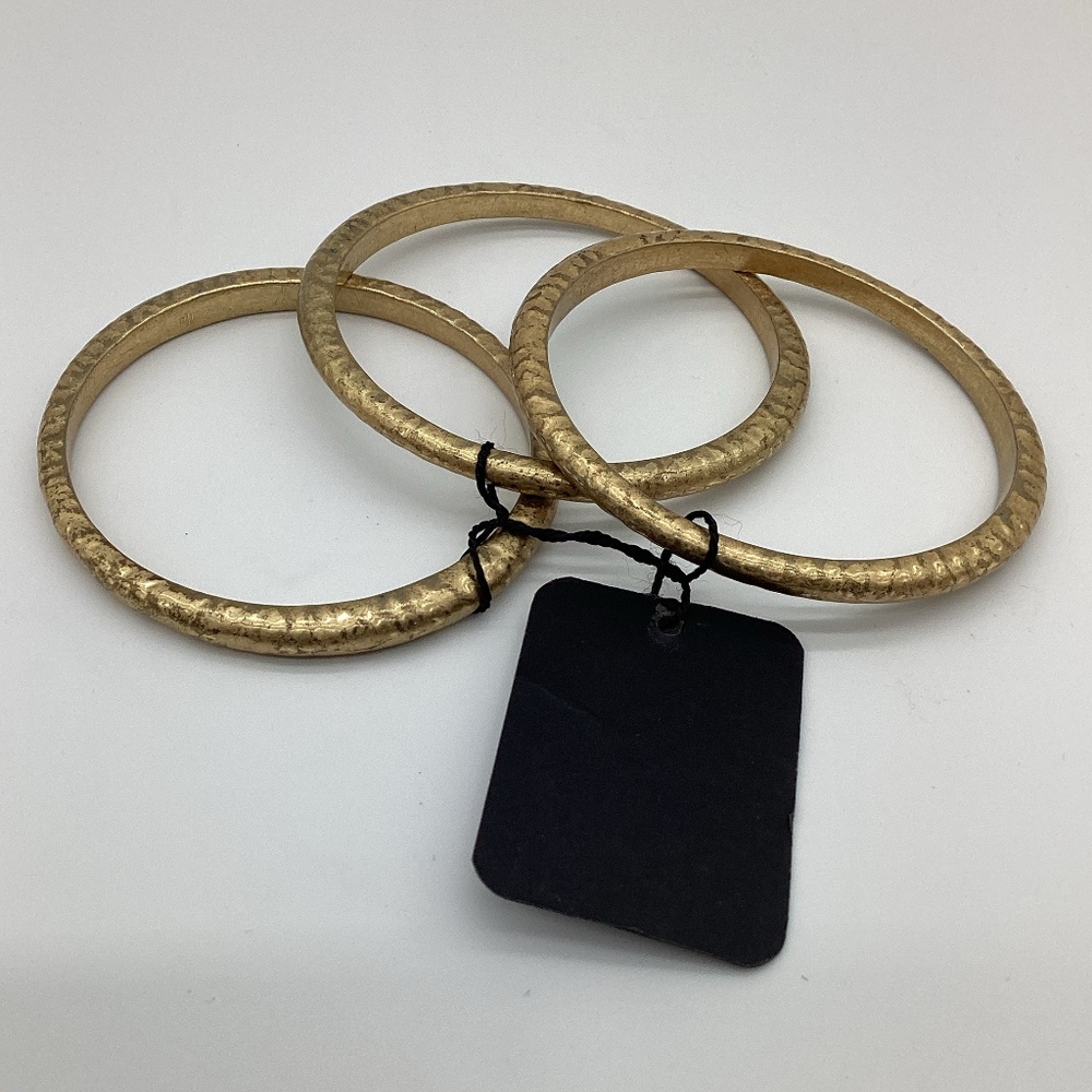 59.Triple Gold Bangles Thin Stacking Set Boho Chi… - image 1